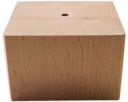 Meubelpoot vierkant 8 bij 8 cm en hoogte 5 cm van massief hout - Set van 4 stuks