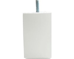 Meubelpoot wit vierkant 6 bij 6 cm en hoogte 10 cm van massief hout (M8) - Set van 4 stuks