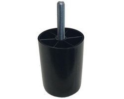 Meubelpoot zwart rond Ø 5 cm en hoogte 7 cm van kunststof (M8) - Set van 4 stuks
