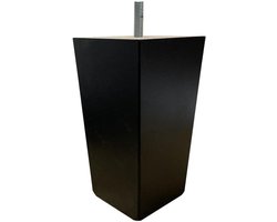 Meubelpoot zwart taps 7,5 bij 7,5 cm en hoogte 14 cm van massief hout (M8) - Set van 4 stuks
