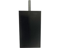 Meubelpoot zwart vierkant 6 bij 6 cm en hoogte 10 cm van kunststof (M8) - Set van 4 stuks