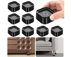 Meubelpootjes 3.5 cm (8 Stuks) - Verstelbare Stapelbare Hoogteaanpassing voor Wasmachines - Stabiele Poten voor Sofa, Tafel, Bed en Droger - Zwart