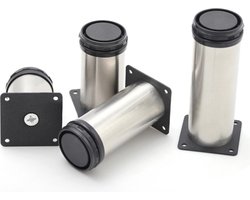 Meubelpootjes - Bankpoten - Stoelpoten - Meubelpoten Set van 4 - Meubelvoeten - Poten voor Meubels - 15 cm - RVS