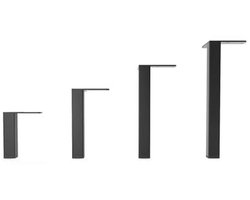 Meubelpoten 10/15/20/25 cm - Geschikt voor Kast, Bank, Sofa, Bed en Dressoir | 4x Zwarte Vierkante Voeten (25 cm)