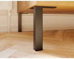 Meubelpoten 10/15/20/25 cm - Geschikt voor Kast, Bank, Sofa, Bed en Dressoir | 4x Zwarte Vierkante Voeten (25 cm)