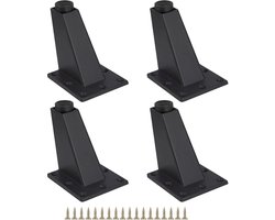 Meubelpoten - 4-pack - Bankpoten - 8 cm - Kastpoten - Rechthoekige meubelpoten - Metalen meubelpoten - met schroeven - Aluminiumlegering - Geschikt voor banken, kasten, salontafelpoten, bedpoten, kaptafels, tv-tafelpoten - Zwart