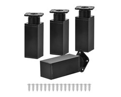 Meubelpoten - 4 Stuks - Tafelpoten - Aluminiumlegering - Met schroeven - Vierkant - Accessoires voor Bankpootondersteuning - Verstelbare - Modern - Geschikt voor Banken, Salontafels, Kasten, Tv-kasten, Bureaus, Planken, Kaptafels - 10 cm - Zwart