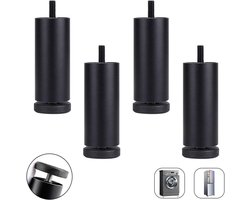 meubelpoten - 4x aluminium bankvoeten - hoogteregelaar - meubelvoeten - Vervangende poten voor meubels - kast vervangende benen - kast steunbenen - schroefdraad meubelpoot - M8 draad (zwart12cm/4,7 inch) -