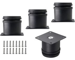 Meubelpoten - 5 cm meubelpoten - in hoogte verstelbaar - RVS meubelpoten - geschikt voor stoelen, tafels, kasten, bureaus, banken, meubels - met schroeven - eenvoudig te monteren - 4 stuks - zwart