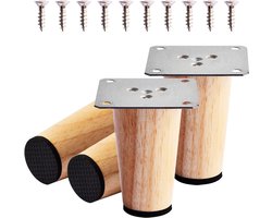 Meubelpoten 8cm - Houten vervangingspoten - Sterk en duurzaam - Geschikt voor banken en stoelen - ShopVlot