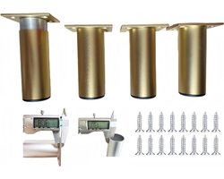 Meubelpoten Aluminium - Verstelbare poten - Meubels Stabiliseren - Vochtbestendig Roestvrij - Diameter 38 mm - Goud