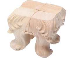 Meubelpoten Hout - Kastpoten Bankpoten - Meubels Verhogen - Gesneden Rozen Decor - 10 x 6 x 6 cm - Houtkleur