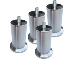 Meubelpoten - Kastpoten Bankpoten - Meubels Verhogen - Roestvrij Staal - 8 cm - Zilver