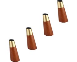 Meubelpoten Massief Hout - Tafelbank Steunen - Meubels Verhogen - Met Messing Afdekking - 8 cm - Walnoot