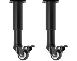 Meubelpoten met zwenkwielen - 2-pack in hoogte verstelbare meubelpoten met geremde wielen - Bedpoten - Kastpoten met 360 graden draaibare transportwielen - Geschikt voor banken, bedden, kasten, tafels - Verstelbaar van 315 mm tot 450 mm -zwart