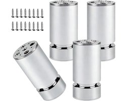 Meubelpoten Metaal - Kastpoten Bankpoten - Meubels Verhogen - In Hoogte Verstelbaar - 10 cm - Zilver
