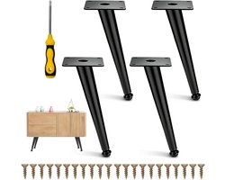 Meubelpoten Metaal - Set Steunpoten - Meubels Verhogen - Verstelbare Vloerbeschermers - 4 Stuks 20.5cm - Zwart