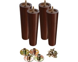 Meubelpoten Set - Bankpoten Kastpoten - Meubels Verhogen - Sterk Rubberwood - 20 cm Hoog - Bruin