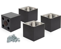 Meubelpoten Set - Kastpoten Bankpootjes - Meubels Vernieuwen - Inclusief Viltvoetjes - 5 cm Hoog - Zwart