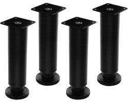Meubelpoten Set - Steunpoten Kast - Meubels Verbeteren - Verstelbaar Roestvrij Staal - 40 cm - Zwart