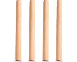 Meubelpoten Set - Tafelonderstellen Hout - Meubels Verhogen - Massief Beukenhout - 25 cm - Natuurlijk Hout