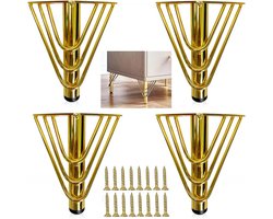 meubelpoten set van 4 - bank poten - 18 cm hoog - voor meubels, banken, kasten, fauteuils - taps toelopende poten - goud