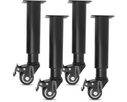Meubelpoten Set - Verstelbare Poten - Meubels Verplaatsen - Met Handige Wieltjes - 245-360 mm Hoogte - Zwart