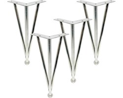 Meubelpoten Set - Verstelbare Tafelpoten - Meubels Stabiliseren - Driehoekige Constructie - 20 cm - Zilver
