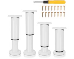 Meubelpoten - Tafelpoot Verstelbaar rekbaar 12-18cm - set van 4 - Metaal - Wit