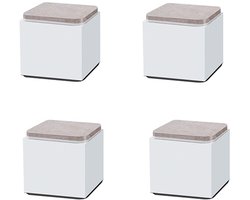 Meubelpoten Verhogers 4-pack, koolstofstaal wit – anti-slip ondersteuning voor kasten, sofa's, tafels en bedden S