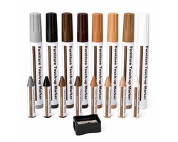Meubelreparatieset 17-delig Meubelstiften & Wax Krijtjes – Reparatiestiften voor Hout, Laminaat & Vloeren – Voor Krassen en Beschadigingen