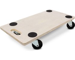 meubelroller - hout - met wieltjes - handgreep - tot 200 kg - antislip - 11 x 58 x 30 cm - naturel