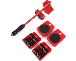 Meubelroller - Meubeltransporter - Meubellifter - Meubelrollers - Meubelhondje - Meubelroller set - 5-delig - Rood - 150 kg