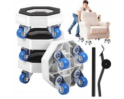 Meubelroller - Meubelverhuisset Met Wielen - Meubelverplaatser - 4 Stuks - 360° Zwenkwielen - Met Wrikstang - 500kg - 6x11 cm - Antislip - Transporthulp - Voor Meubels en Apparaten
