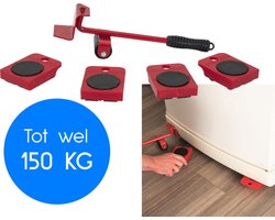 Meubelroller & Transportset – 5-Delige Verhuishulp met Hefboom en Trolleys – Meubelverplaatser voor Zware Objecten – Draagkrachtige Meubeltransporters – Rood