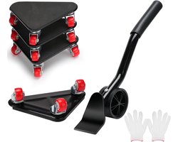 Meubelrollerset met 5 sliders en crowbar - 250 kg draagvermogen - Heavy duty - Meubellift - Beweegt soepel zonder schade aan houten vloeren