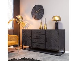 Meubels4nu - Boston - Dressoir - 165cm - Mangohout - Snelle levering - Zwart