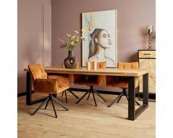 Meubels4nu - Brooklyn - Eettafel - Rechthoek - U-poot - 220cm - Mangohout