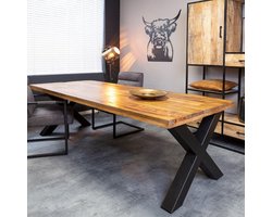 Meubels4nu - Brooklyn - Eettafel - Rechthoek - X-poot - 200cm - Mangohout - Gratis montage