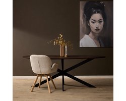 Meubels4nu - Eettafel Eiken Cloud Brown - 180cm - Kiezelvorm - Organische vorm - Bruin Eikenhout - Eetkamertafel - Snelle levering