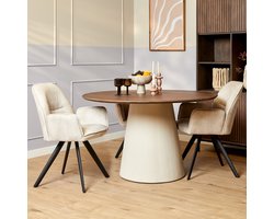 Meubels4nu - Eettafel Rond - Walnut Bruin - Madison - 130cm - Eetkamertafel - Ronde vorm - Snelle levering