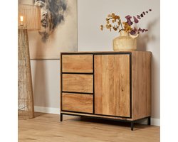 Meubels4nu - Kabinet Richwood - 100x85cm - Wandkast - 3 lades - 1 deur - Mangohout - Snelle levering