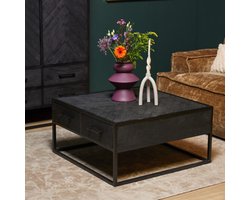 Meubels4nu - New York - Salontafel industrieel - Bijzettafel - Zwart - Metalen frame - 80x80