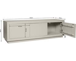 Meubels4nu - TV meubel Cube - Beige - 150cm - Landelijk - Tv kabinet - 3 deuren - Onzichtbare deuren - Push to open systeem - Snelle levering