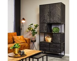 Meubels4nu - Vakkenkast Boston - Mangohout - Vissengraat - Gratis montage