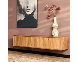Meubels4nu - Zwevend TV Meubel - 160cm - Mangohout - Lattenpatroon - Stevig - Landelijk - Snelle levering - Tv meubel aan de muur