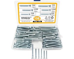 Meubelschroeven Set, 110 Stuks, Diverse Maten, Verbindingsschroeven voor Meubels