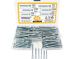 Meubelschroeven Set, 110 Stuks, Diverse Maten, Verbindingsschroeven voor Meubels