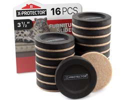 Meubelschuivers Vilt - Vloerbeschermers - Meubels Verplaatsen - Herbruikbaar Zwaar - 3.5 Inch Diameter - Zwart