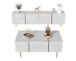 Meubelset - Modern - TV-meubel en Salontafel Set - Stijlvol Hoogglans Design - Hoogglans - Wit